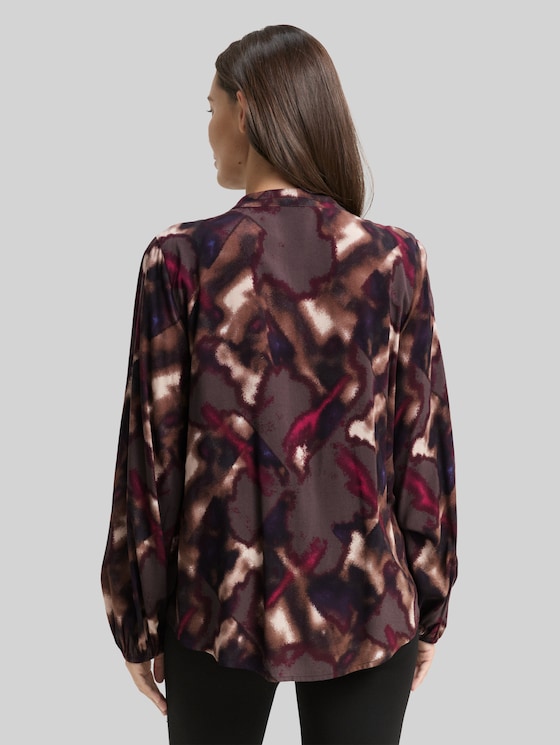 Blouse with pattern - brown blurry argyle