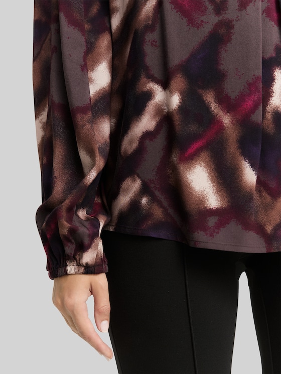 Blouse with pattern - brown blurry argyle