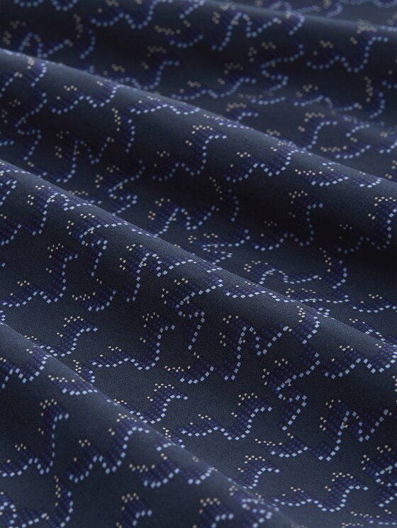 Blouse with pattern - small blue wave print