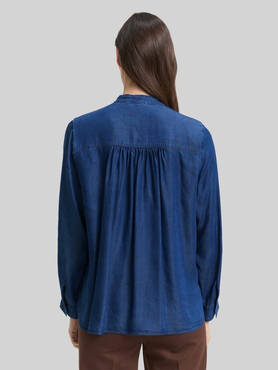 Blouse with bow detail - blue denim dark wash
