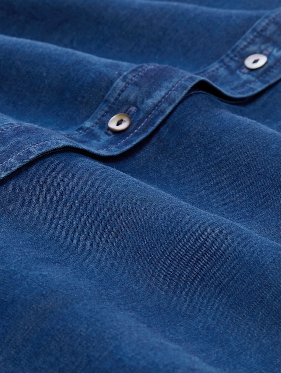 Blouse with bow detail - blue denim dark wash