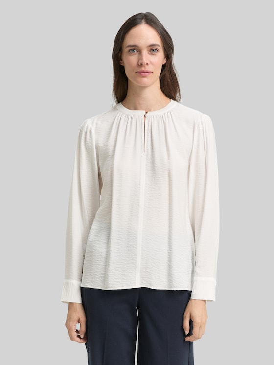 Crinkle blouse with ruffles - Whisper White