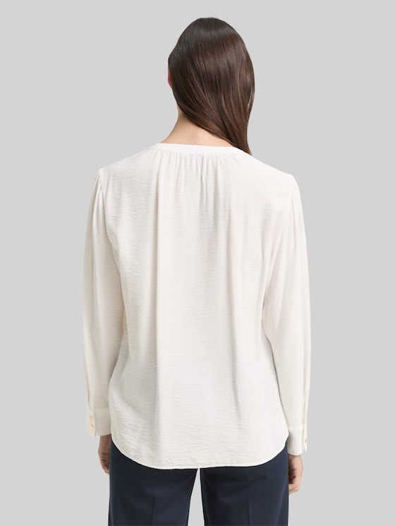 Crinkle blouse with ruffles - Whisper White