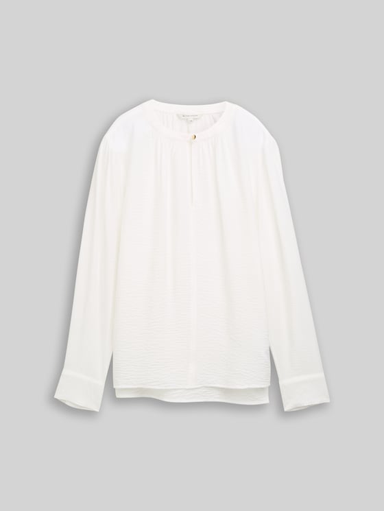 Crinkle blouse with ruffles - Whisper White