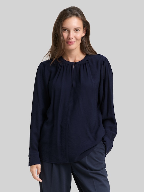 Crinkle blouse with ruffles - sky captain blue