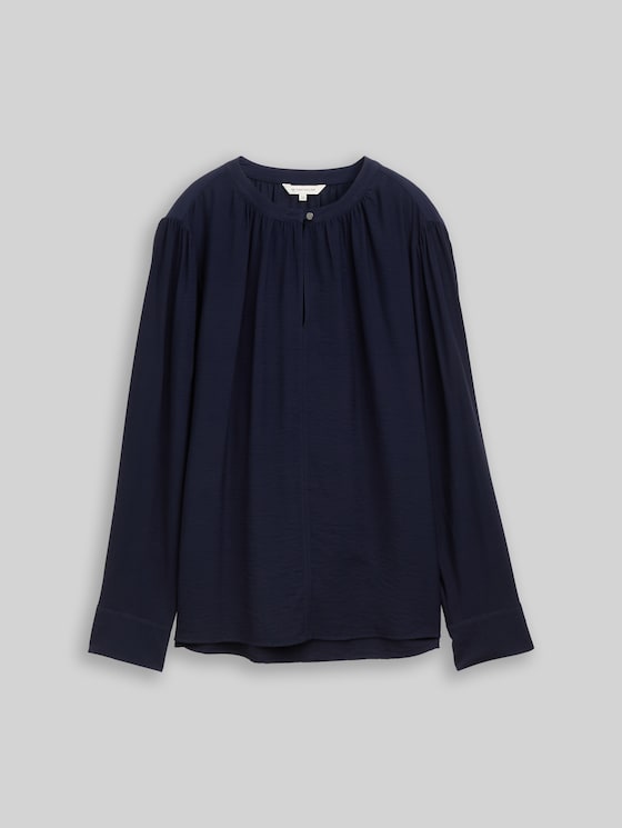 Crinkle blouse with ruffles - sky captain blue