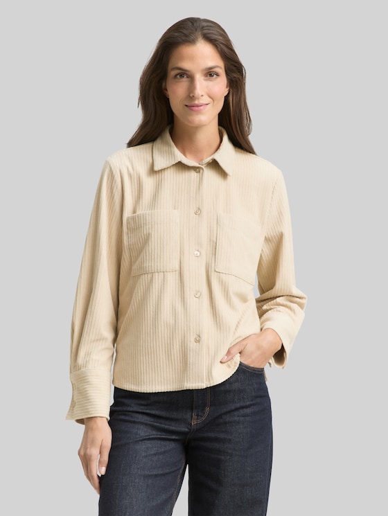 Loose fit corduroy blouse - sand stone beige