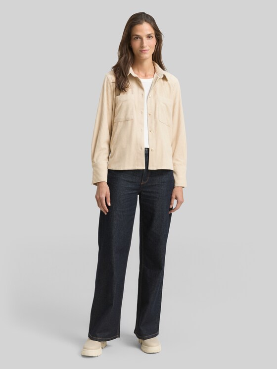 Loose fit corduroy blouse - sand stone beige