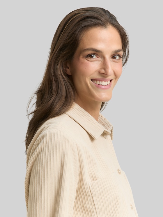 Loose fit corduroy blouse - sand stone beige