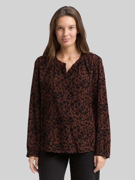 Blouse with leopard print - brown black small leo print