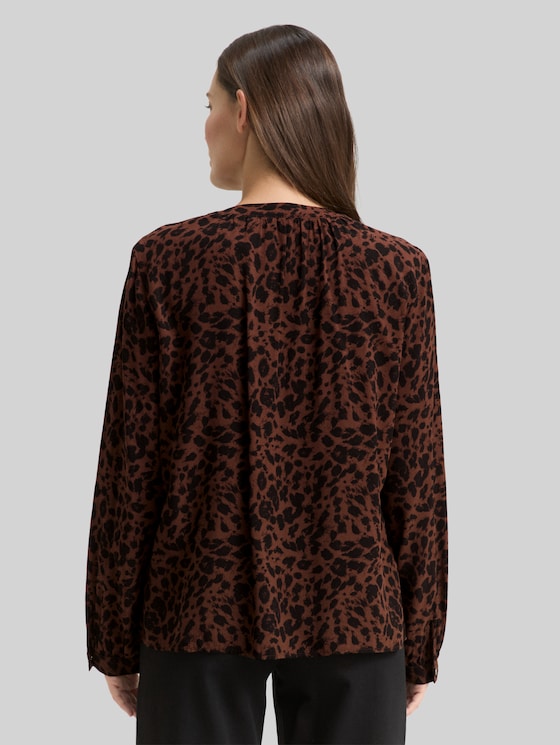 Blouse with leopard print - brown black small leo print