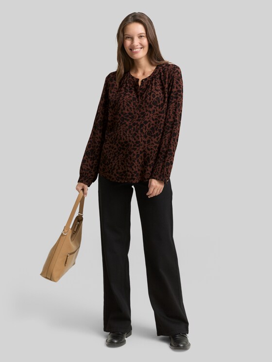 Blouse with leopard print - brown black small leo print