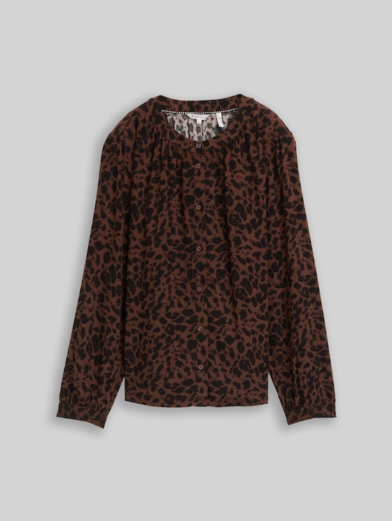 Blouse with leopard print - brown black small leo print