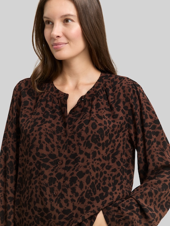 Blouse with leopard print - brown black small leo print