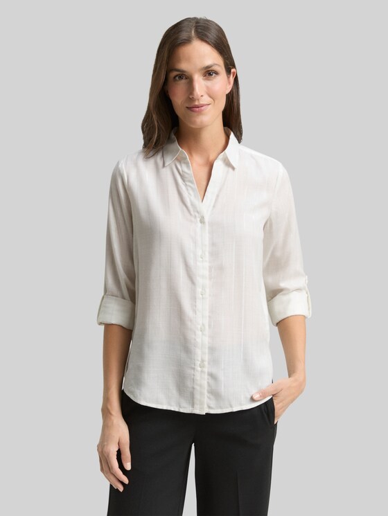 Blouse with glitter-effect stripes - white pinstripe with lurex