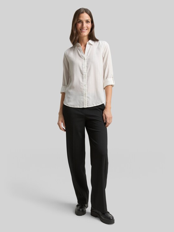 Blouse with glitter-effect stripes - white pinstripe with lurex