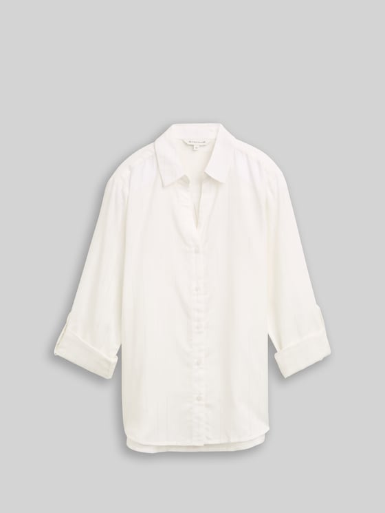 Blouse with glitter-effect stripes - white pinstripe with lurex