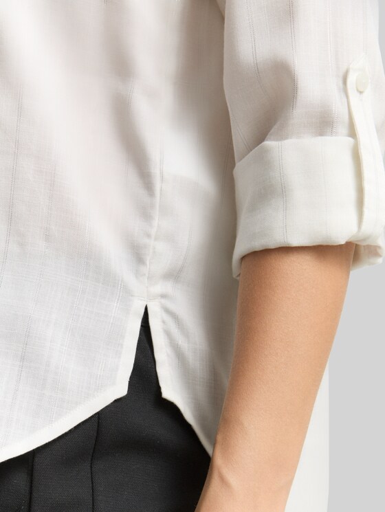 Blouse with glitter-effect stripes - white pinstripe with lurex