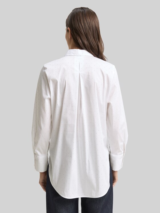 Loose fit blouse with rhinestones - stones on solid