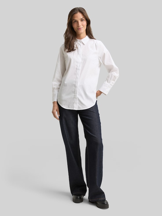 Loose fit blouse with rhinestones - stones on solid