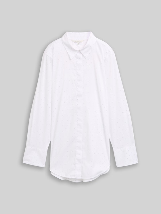 Loose fit blouse with rhinestones - stones on solid