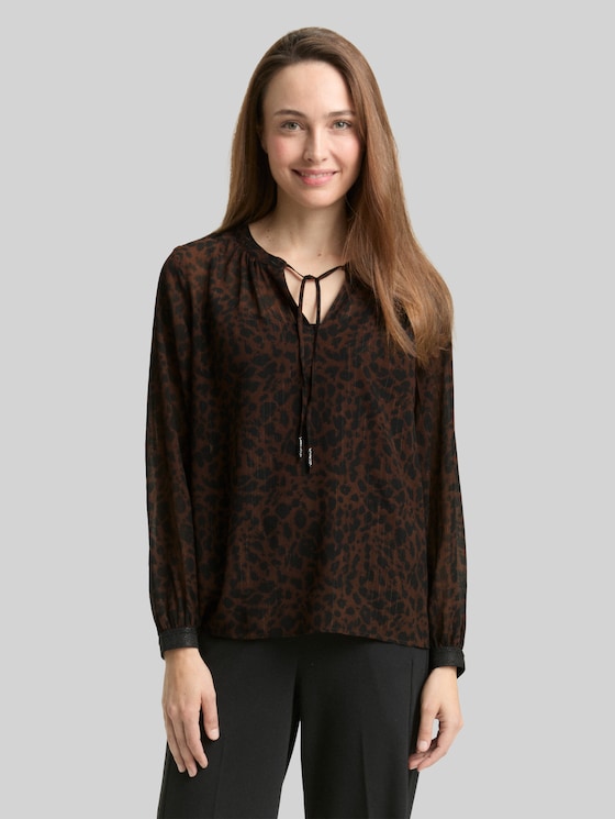 Chiffon blouse with leopard print - brown black small leo print