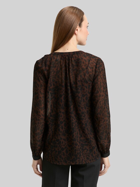 Chiffon blouse with leopard print - brown black small leo print