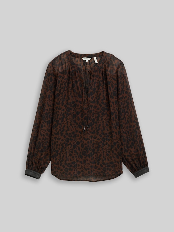 Chiffon blouse with leopard print - brown black small leo print