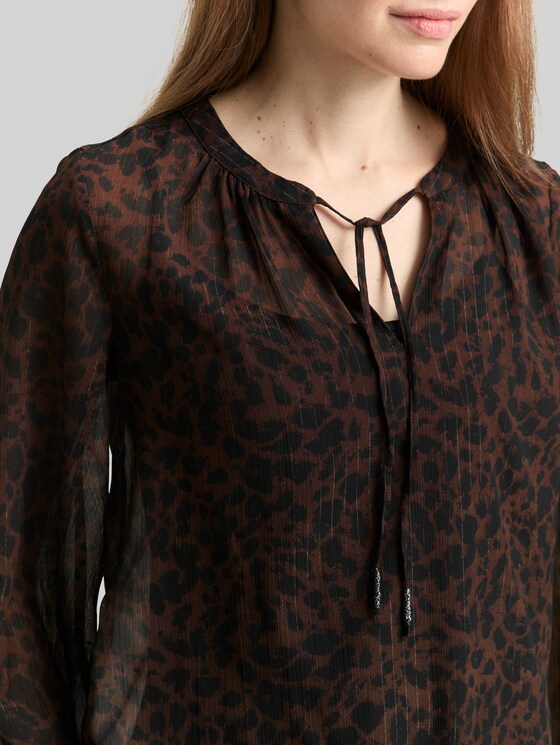 Chiffon blouse with leopard print - brown black small leo print