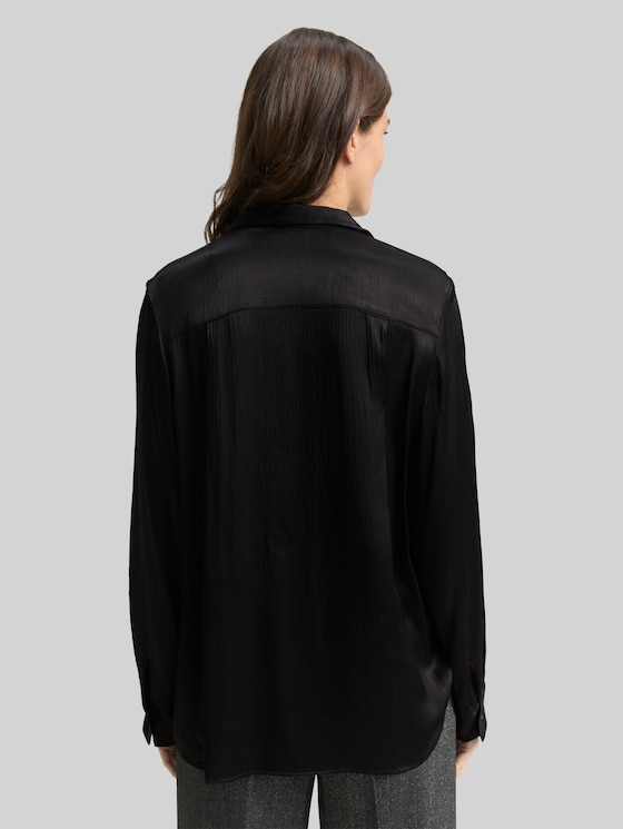 Crinkle satin blouse - deep black