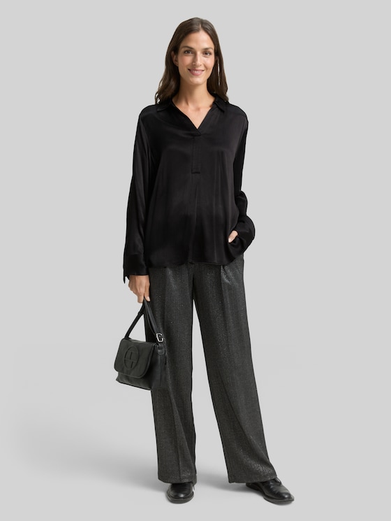 Crinkle satin blouse - deep black