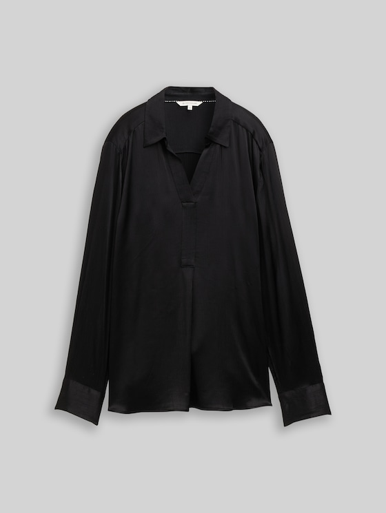 Crinkle satin blouse - deep black