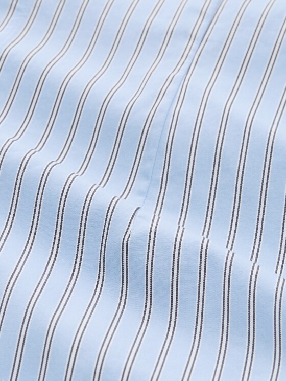Fitted poplin shirt-blouse - blue white poplin stripe
