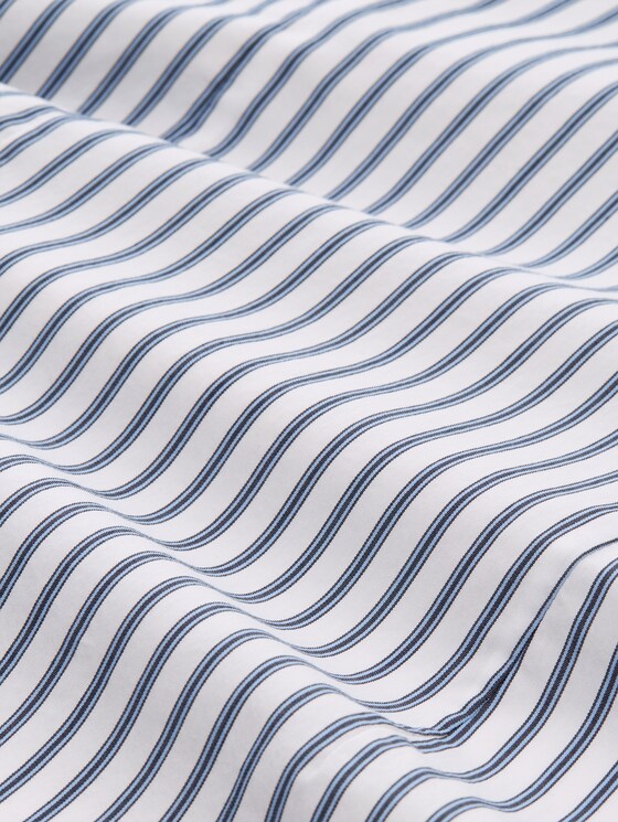 Fitted poplin shirt-blouse - white blue poplin stripe