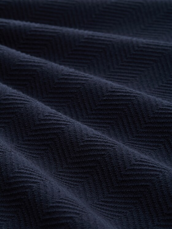 Troyer knit jumper with herringbone texture - sky captain blue