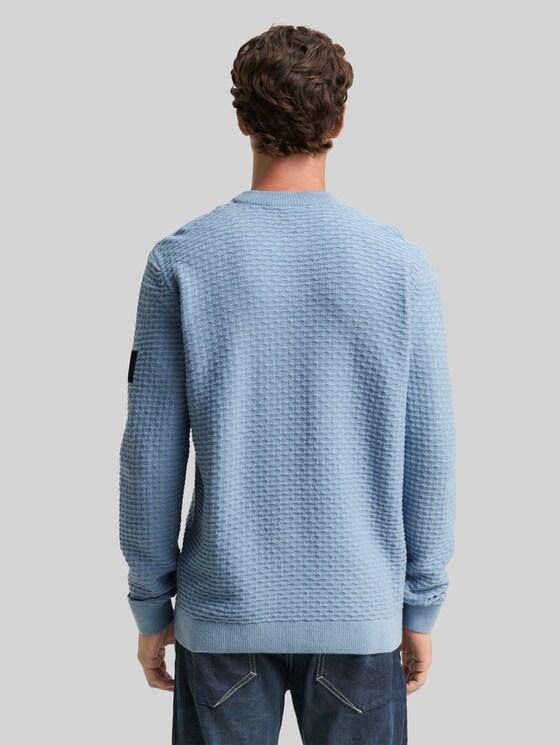 Round-neck knitted jumper - faded denim blue
