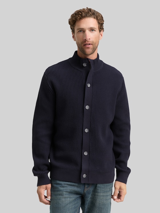 Cardigan with button placket - sky captain blue