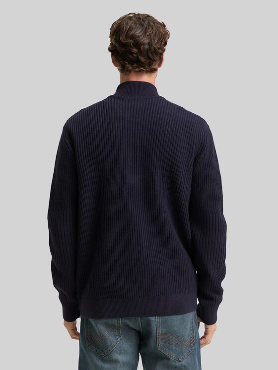 Cardigan with button placket - sky captain blue