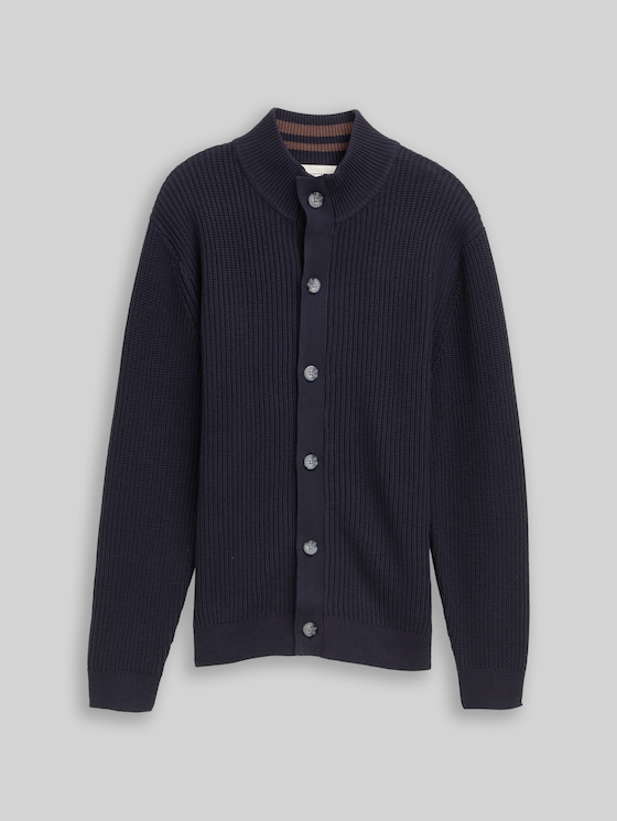Cardigan with button placket - sky captain blue