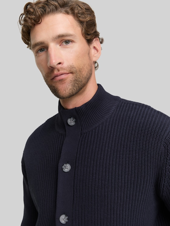 Cardigan with button placket - sky captain blue