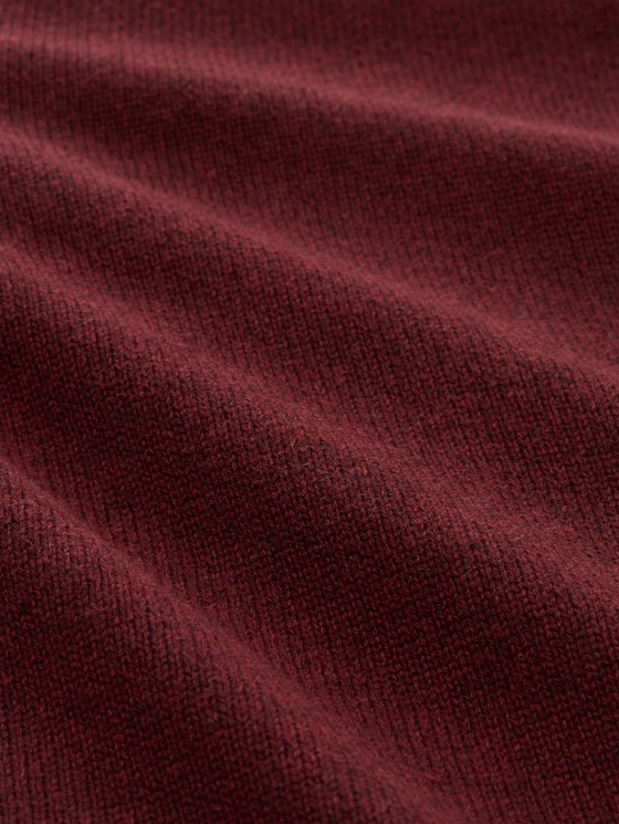 Knitted jumper with ribbed details - bordeaux melange