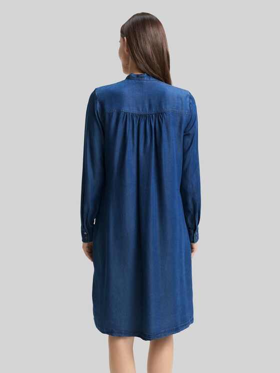 Denim dress with bow detail - blue denim dark wash