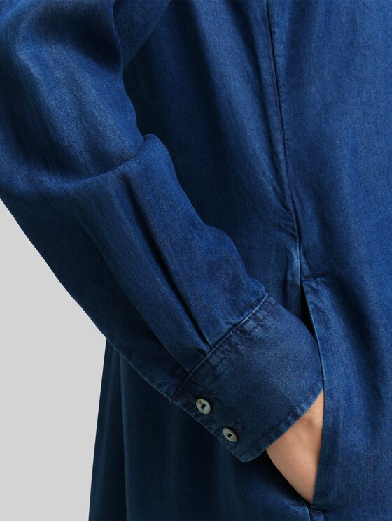 Denim dress with bow detail - blue denim dark wash