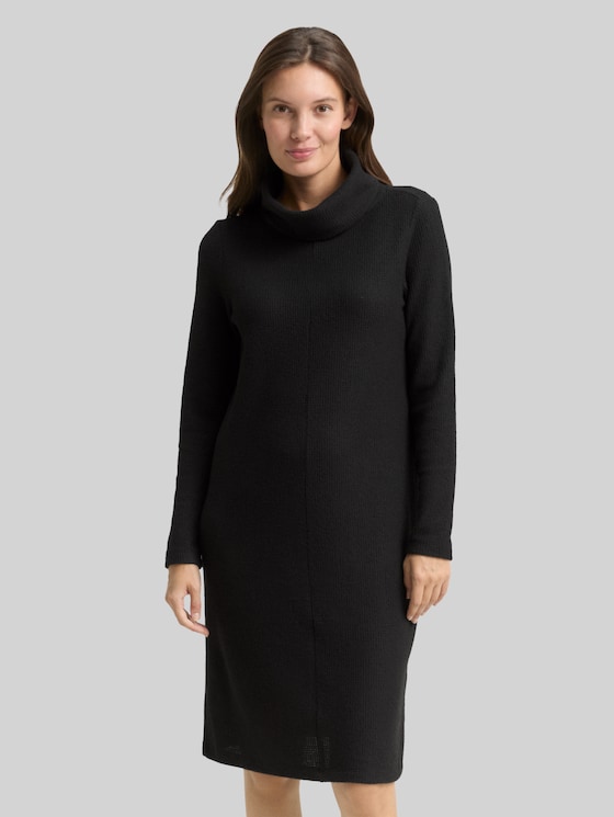 Cosy dress with waffle texture - deep black