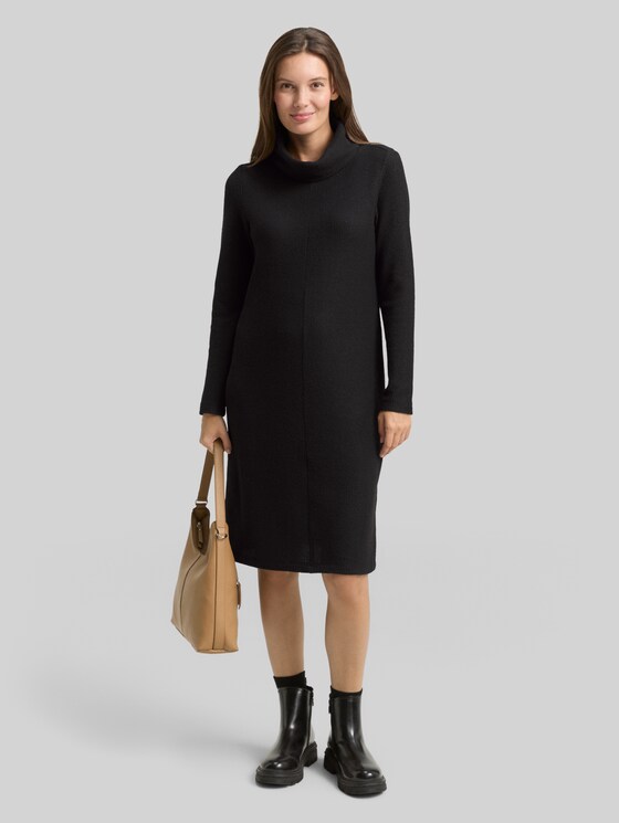 Cosy dress with waffle texture - deep black