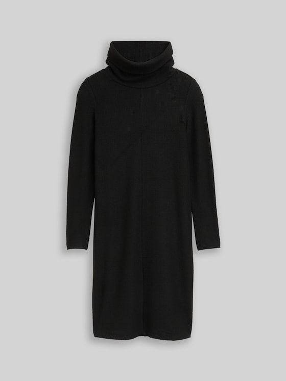 Cosy dress with waffle texture - deep black