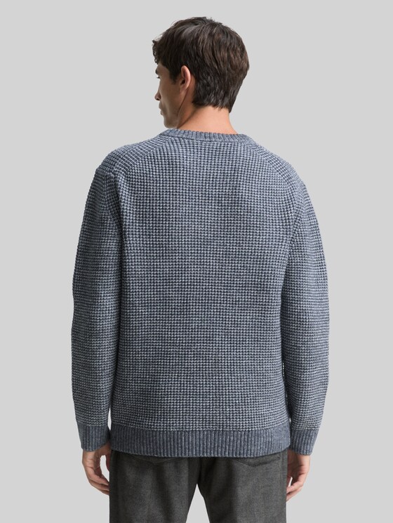 Knitted jumper with wool content - navy melange white core