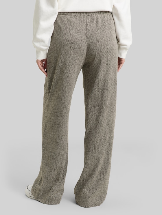Wide leg trousers - beige black structure