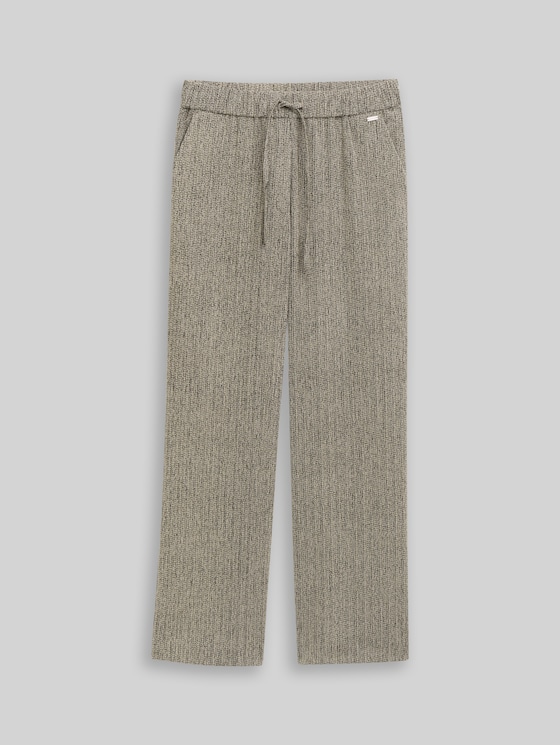 Wide leg trousers - beige black structure