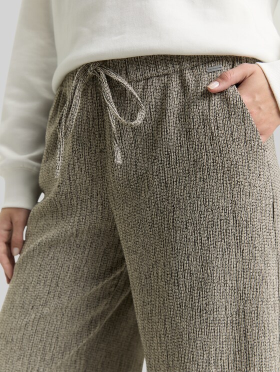 Wide leg trousers - beige black structure
